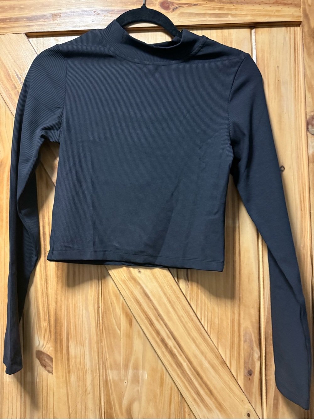 Koral Black Long Sleeve Mock Neck Crop Top
